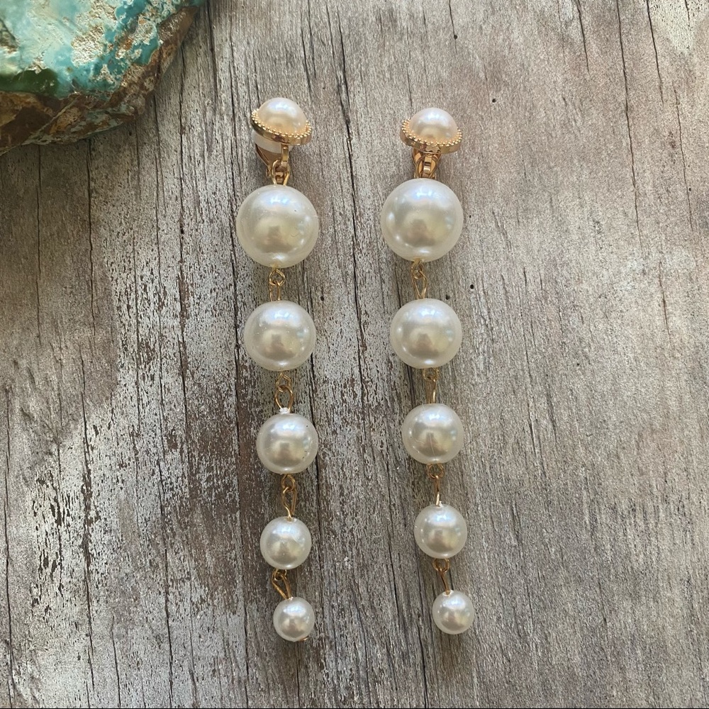 Zara Pearl Drop Statement Earrings - Picture 2 of 4